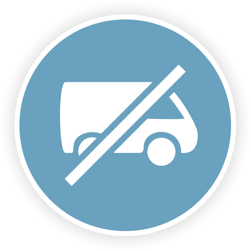 Icon mit einem durchgestrichenem Auto