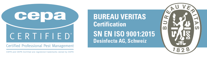Desinfecta AG ist CEPA und ISO 9001:2015 zertifiziert